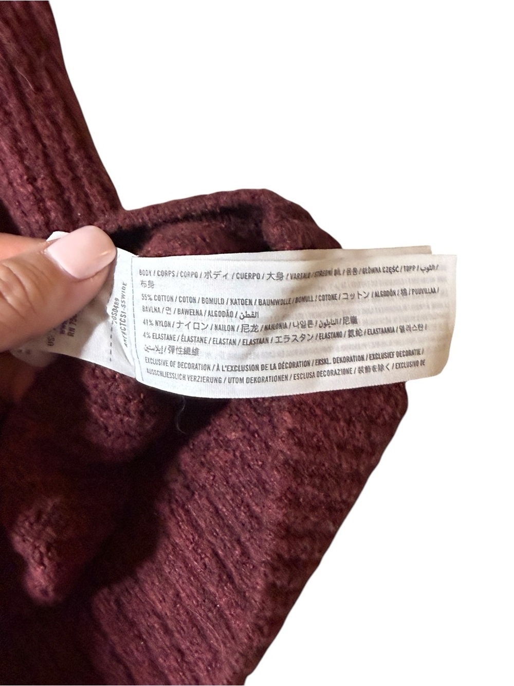 Abercrombie Fitch Mens Small Ribbed Crewneck Sweater Burgundy Maroon Raglan Knit - Picture 3 of 4